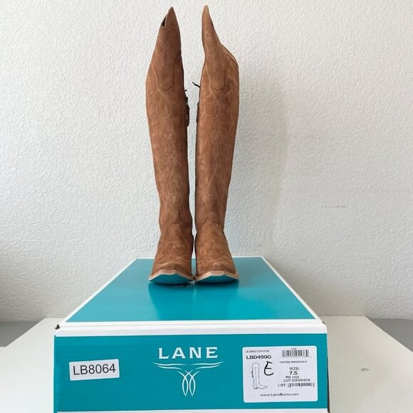 Lane LEXINGTON Over the Knee Womens Cowboy Boots 7.5 Brown Western Cowgirl Tall - Picture 10 of 11